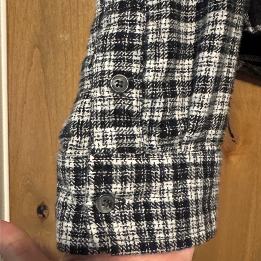 American Eagle Cropped Patchwork plaid Hoodie Shi… - image 5